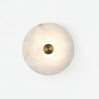 Illuminated Modern Natural Marble Round Disc Wall Sconce Studio Shot