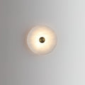 Illuminated Modern Natural Marble Wall Sconce with Brass Knob Studio Display