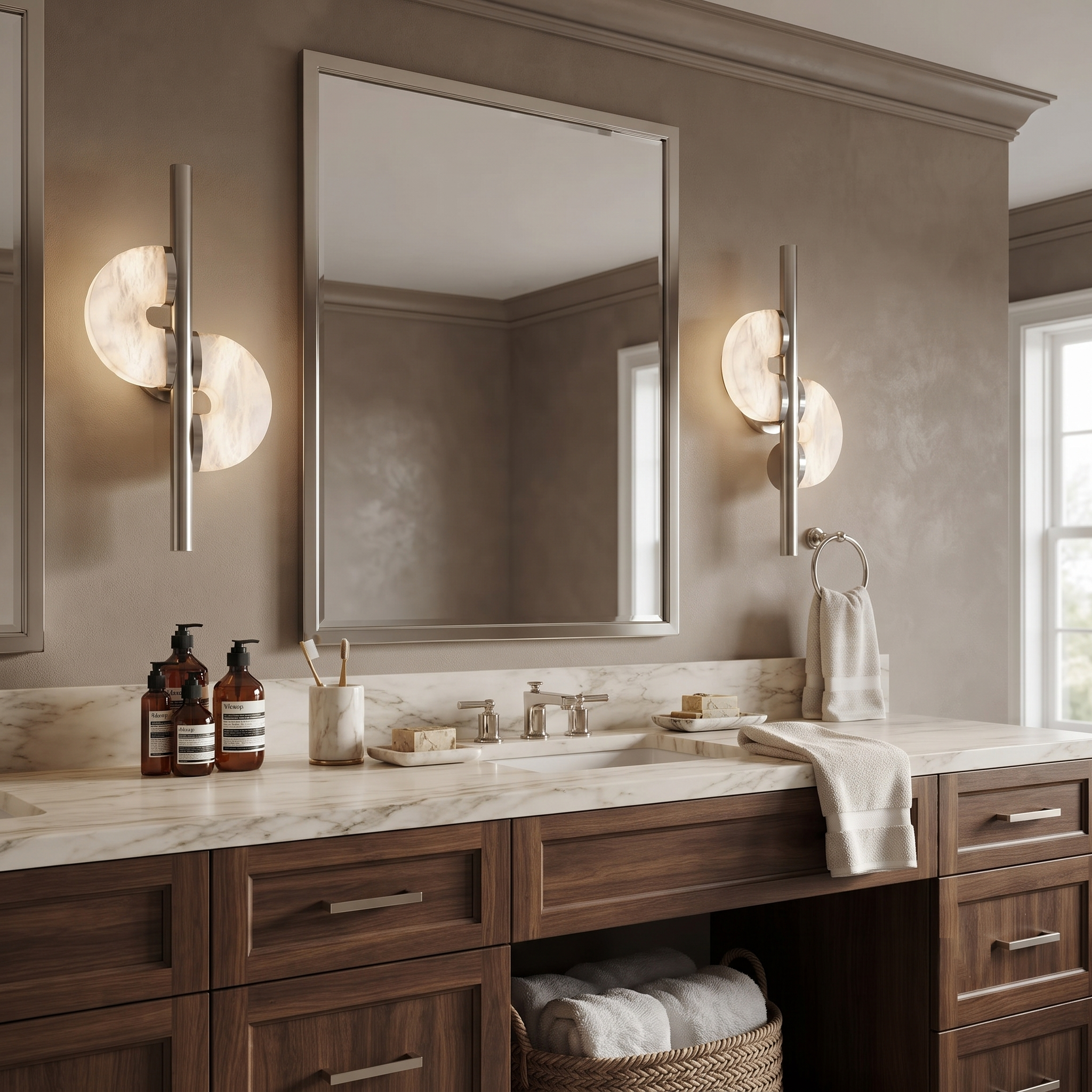 Dolly Alabaster Geometric Sconce