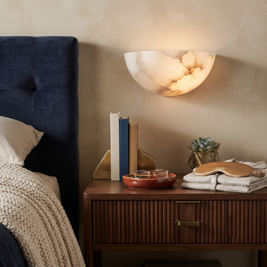 Dolly Alabaster Bowl Sconce