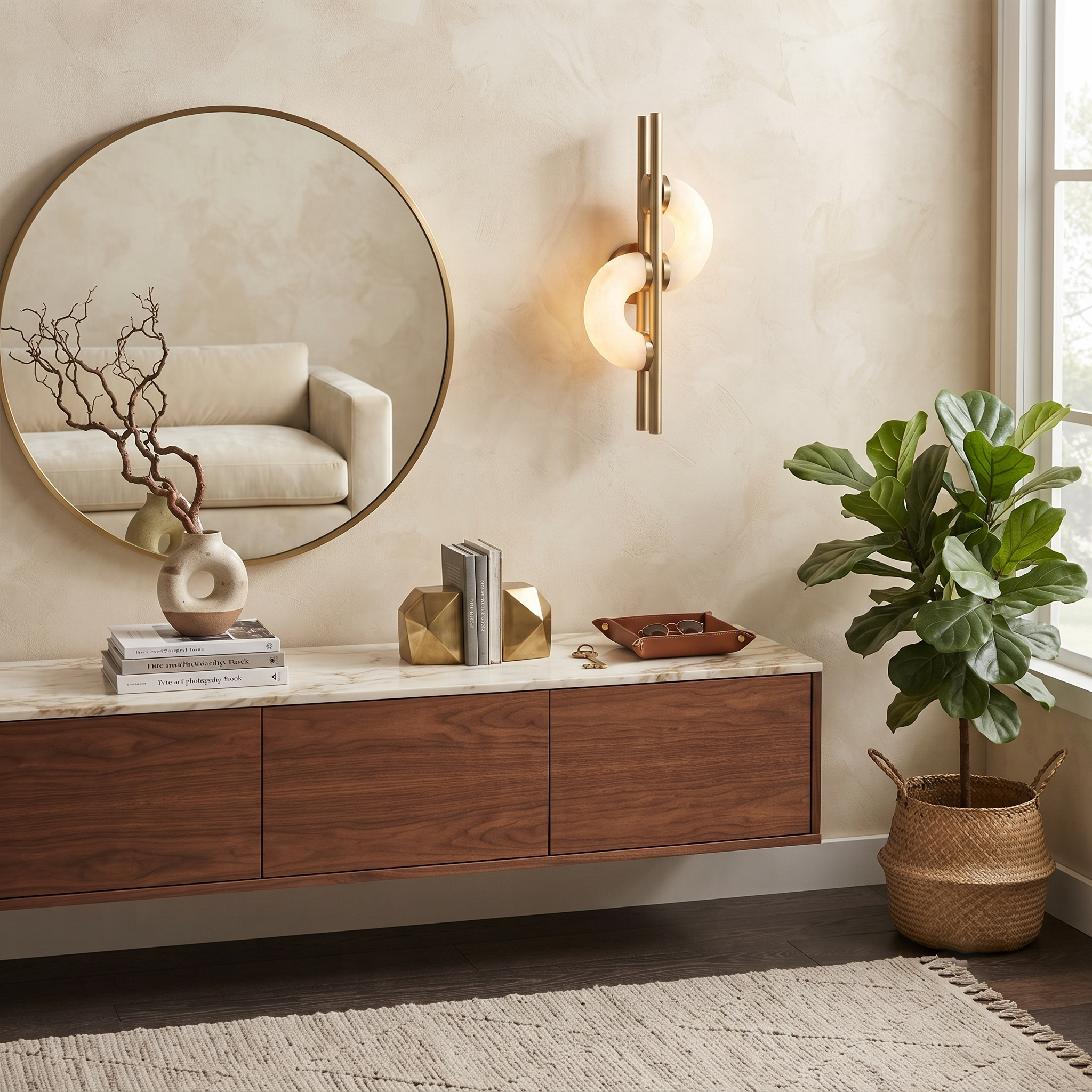 Dolly Alabaster Geometric Sconce