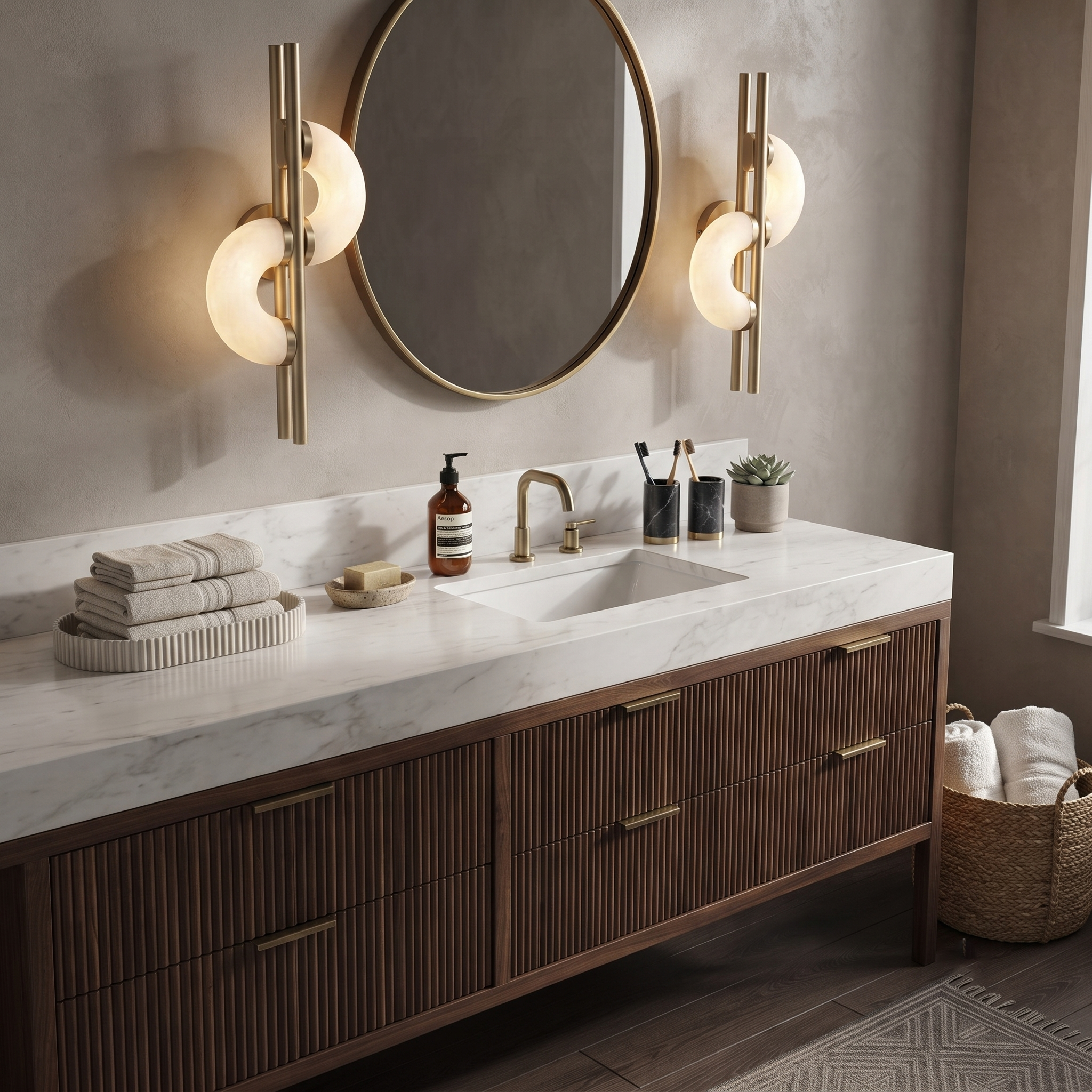 Dolly Alabaster Geometric Sconce