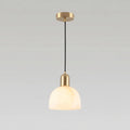 Illuminated Modern Dome Alabaster Pendant Light Studio Shot