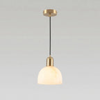 Illuminated Modern Dome Alabaster Pendant Light Studio Shot