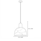 Modern Dome Alabaster Art Glass Pendant Light Line Art Dimension Diagram