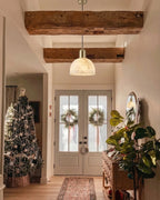 Modern Dome Alabaster Pendant Light in Entryway Foyer Setting
