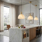 Modern Alabaster Art Glass Pendant Lights Over Kitchen Counter