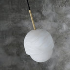 Alabaster Acorn Sphere Pendant Light Studio Display