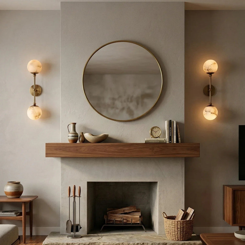 Double Alabaster Globe Wall Sconce
