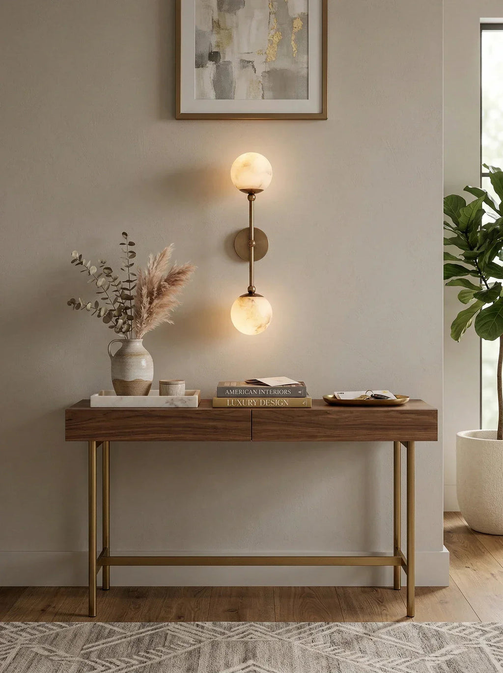 Double Alabaster Globe Wall Sconce