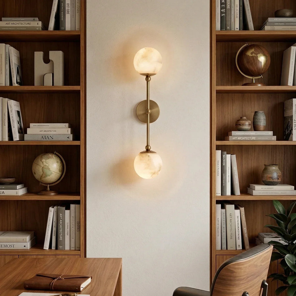 Double Alabaster Globe Wall Sconce