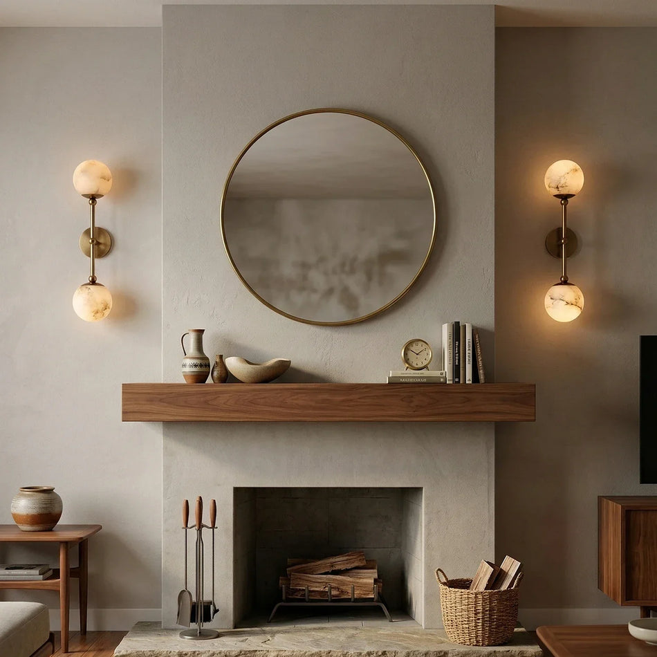 Double Alabaster Globe Wall Sconce