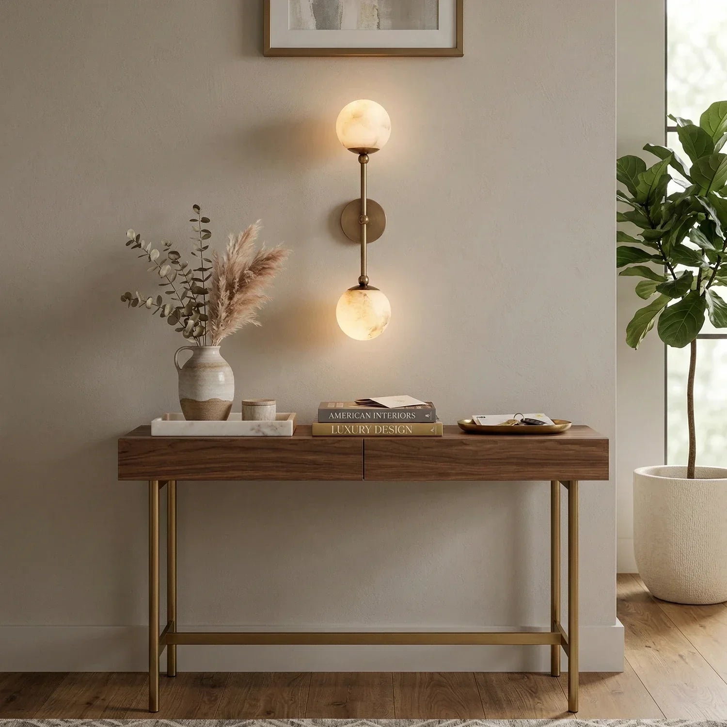 Double Alabaster Globe Wall Sconce