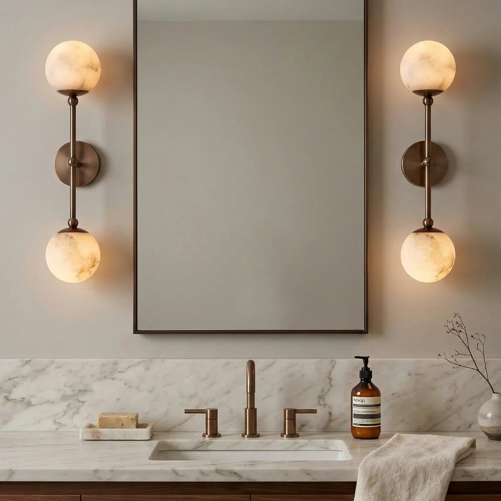 Double Alabaster Globe Wall Sconce