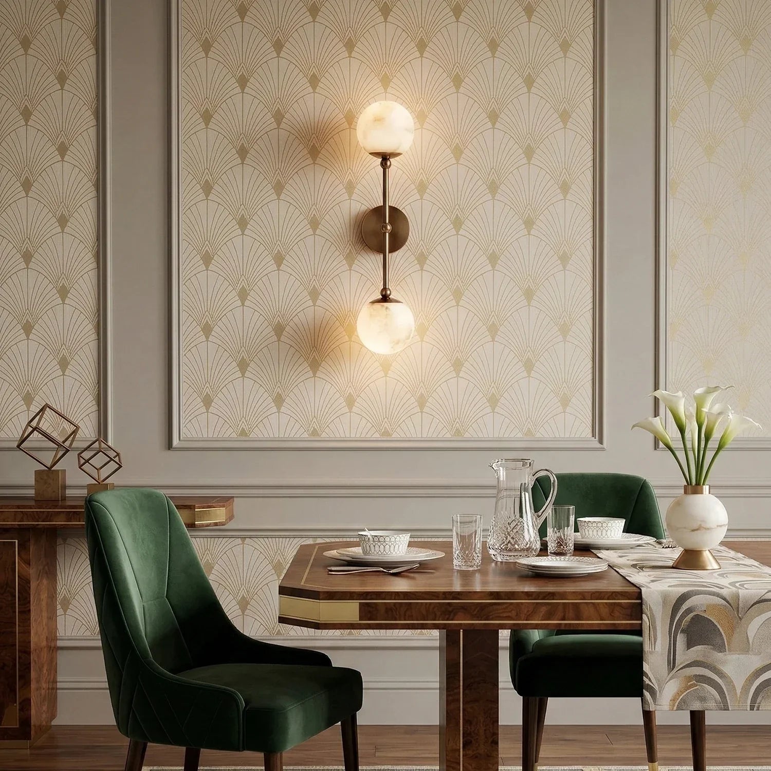 Double Alabaster Globe Wall Sconce