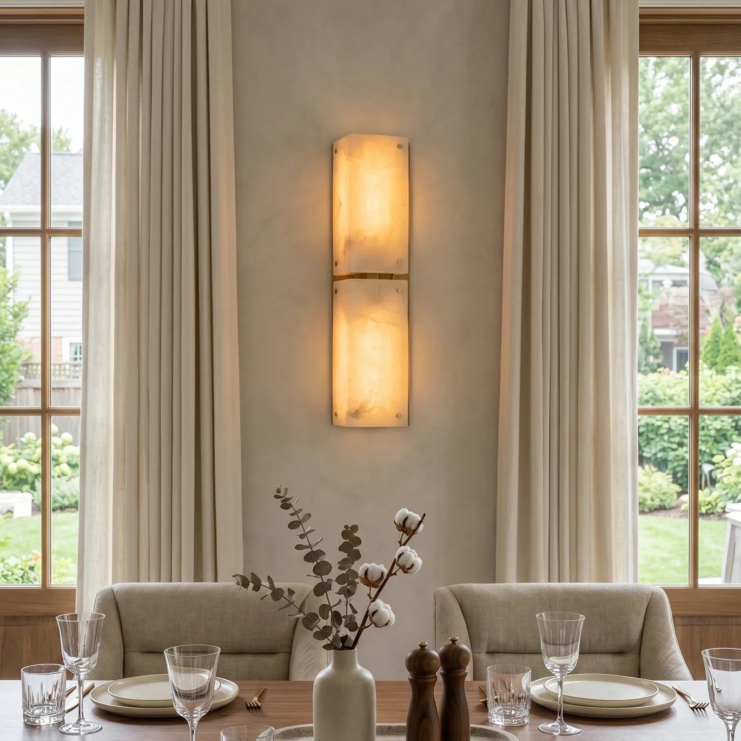 Double Panel Aurelia Alabaster Wall Lamp
