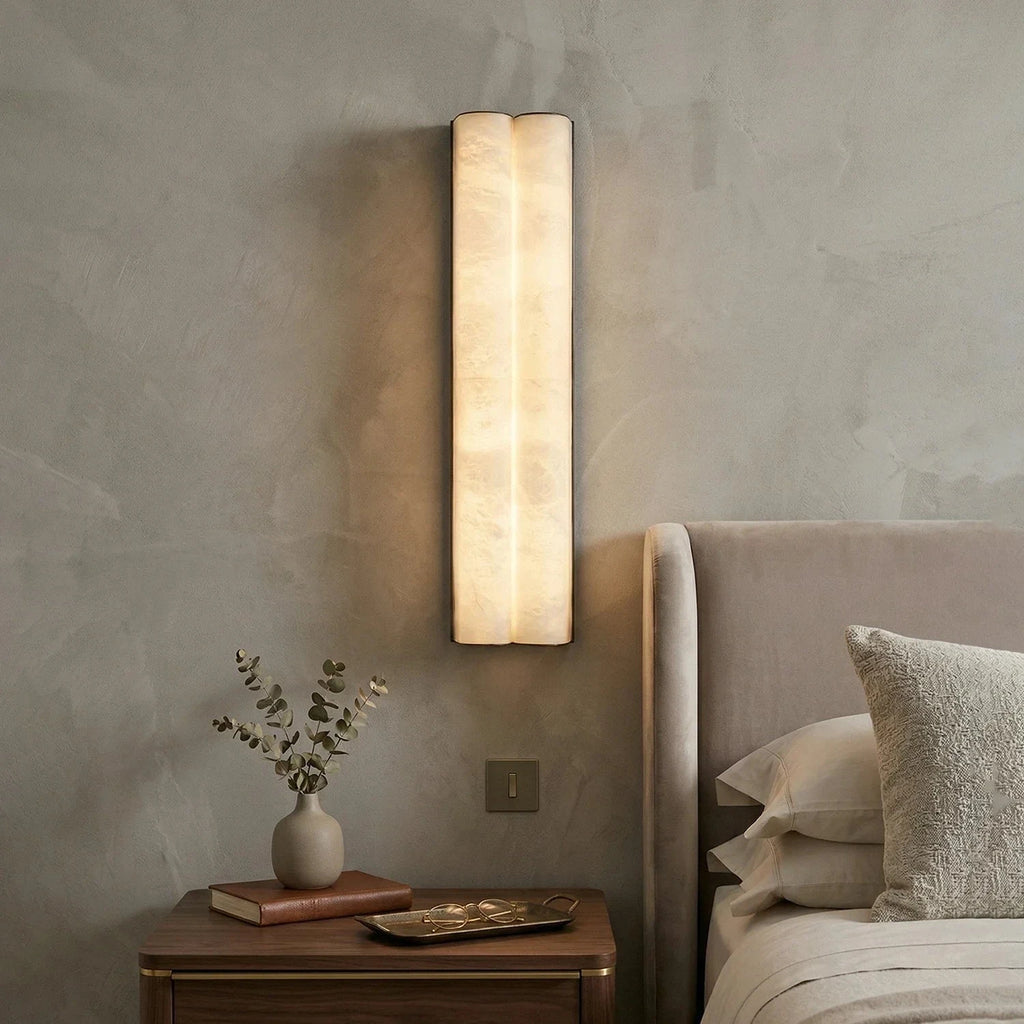 Modern Alabaster Bedside Light Over Bedroom Nightstand