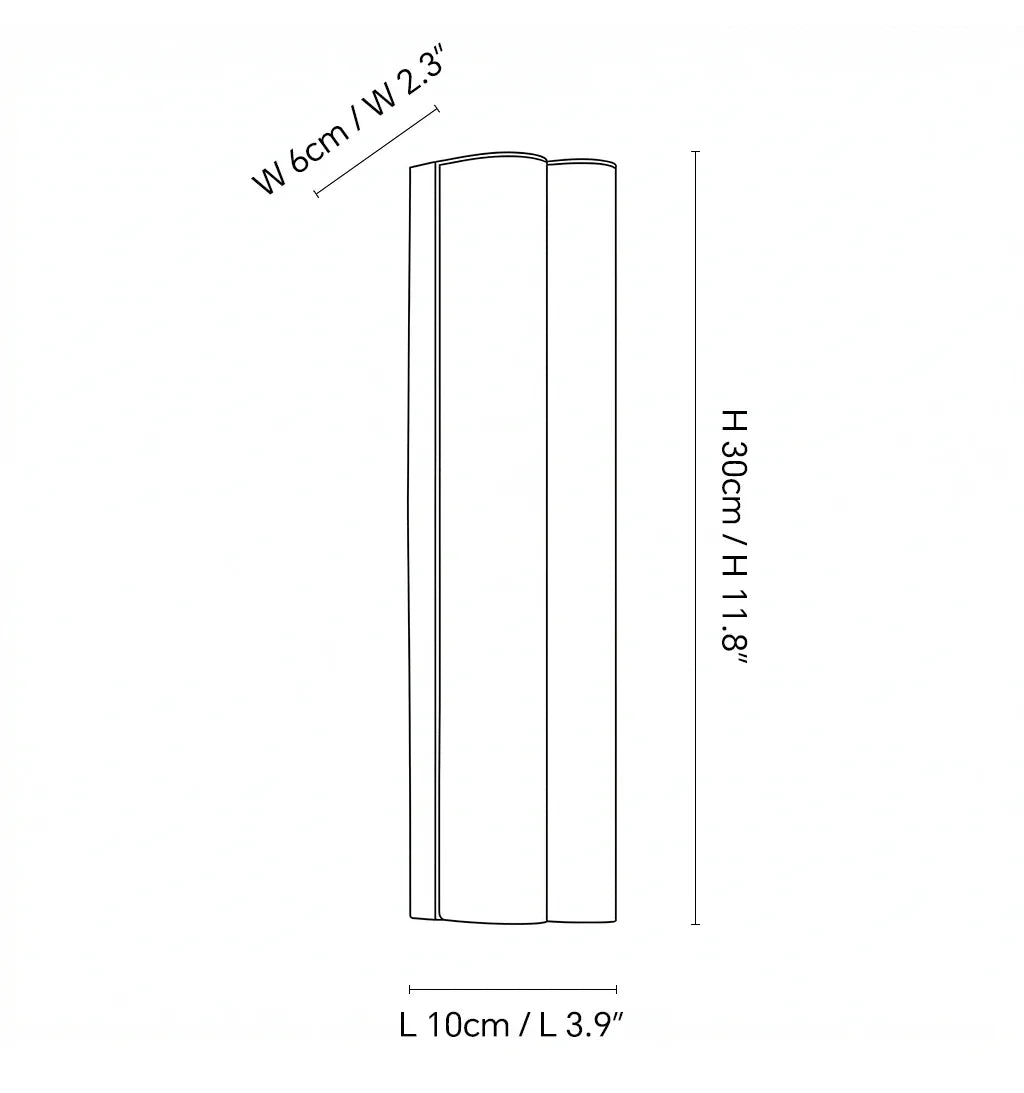 Modern Double Cylinder Alabaster Wall Sconce Line Art Dimension Diagram