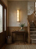 Modern Alabaster Wall Light Over Entryway Console Table