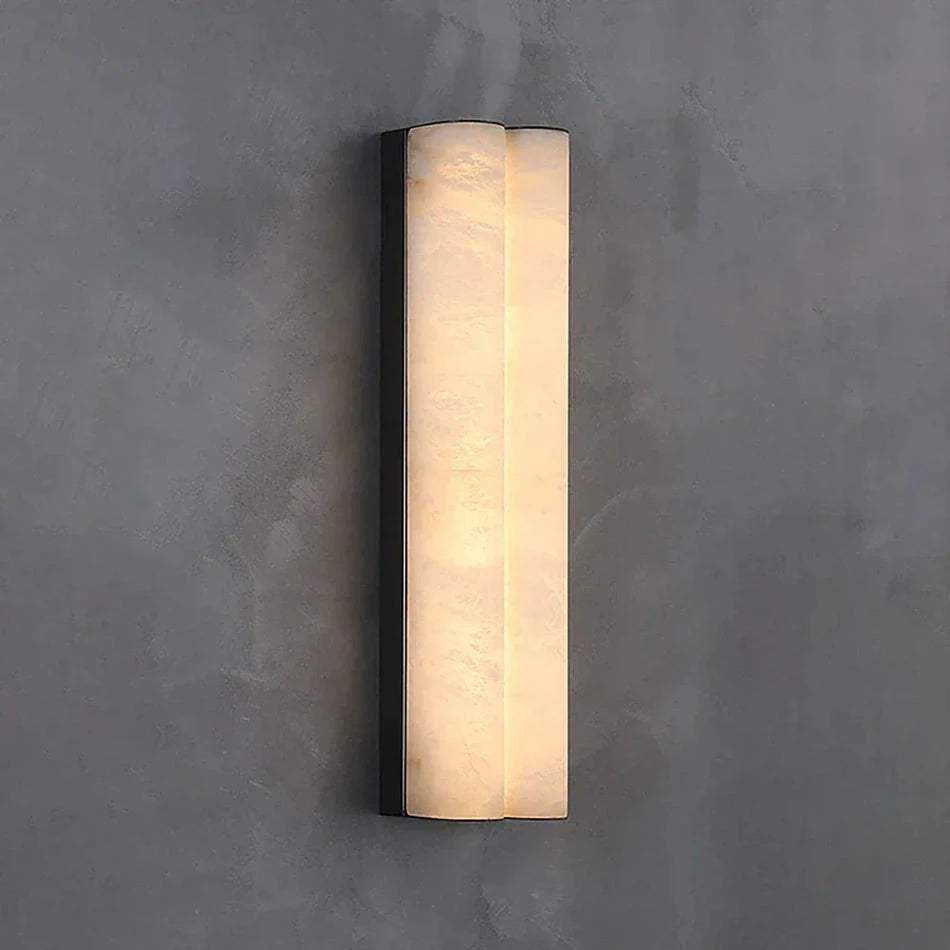 Doppelzylindrische Alabaster-Röhrenwandleuchte