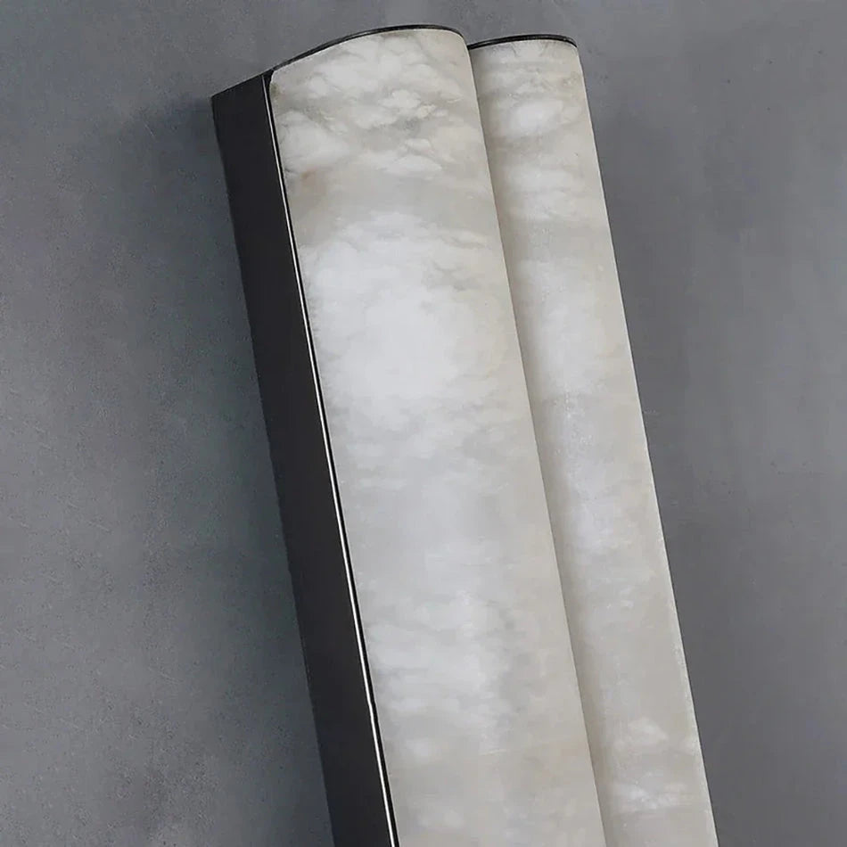 Detail View of Double Cylinder Alabaster Edge and Backplate