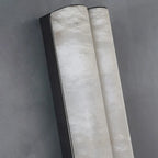 Detail View of Double Cylinder Alabaster Edge and Backplate