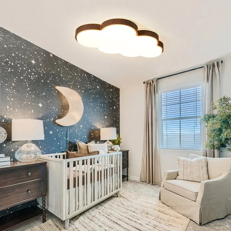 Modern Wood Cloud Ceiling Light in Nursery Baby Room