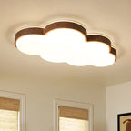 Illuminated Modern Wood Cloud Flush Mount Ceiling Light Studio Shot
