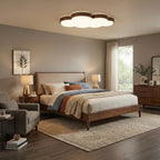 Modern Wood Cloud Flush Mount Light in Contemporary Bedroom