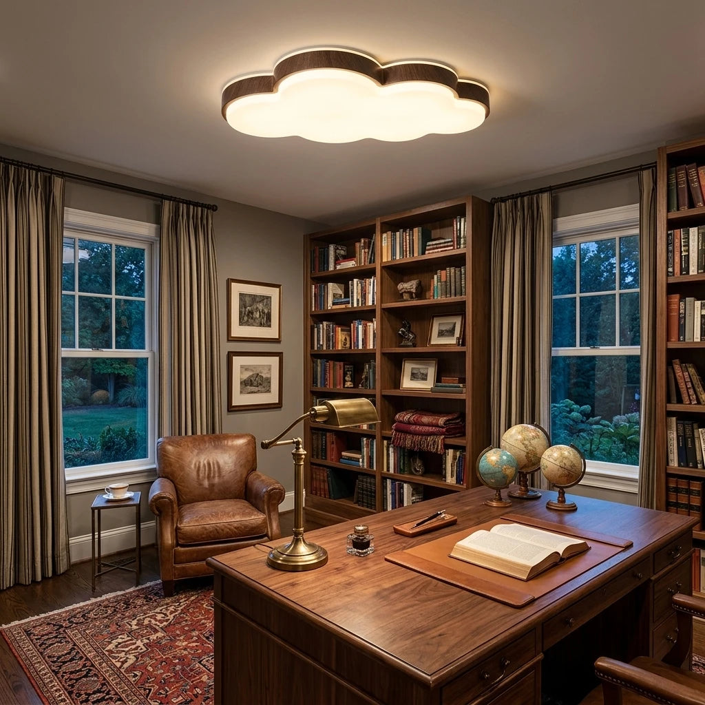 Modern Cloud Flush Mount Ceiling Light in Study Room