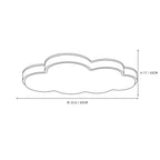 Modern Wood Cloud Flush Mount Ceiling Light Line Art Dimension Diagram