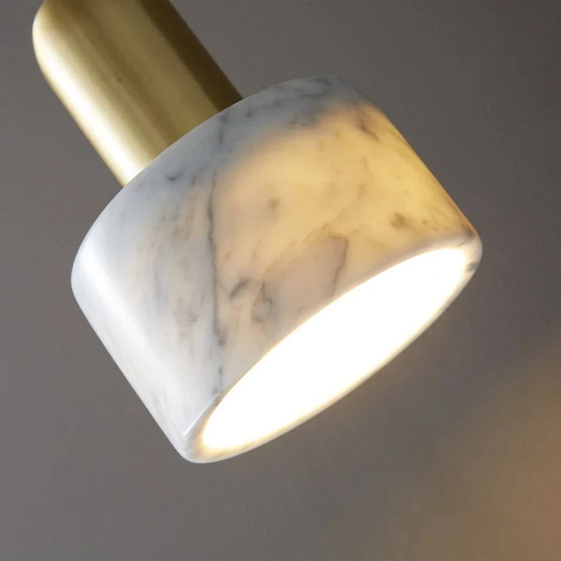 Angled View of Illuminated Modern Alabaster Pendant Light