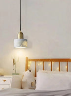 Modern Short Alabaster Pendant Light Over Bedroom Nightstand