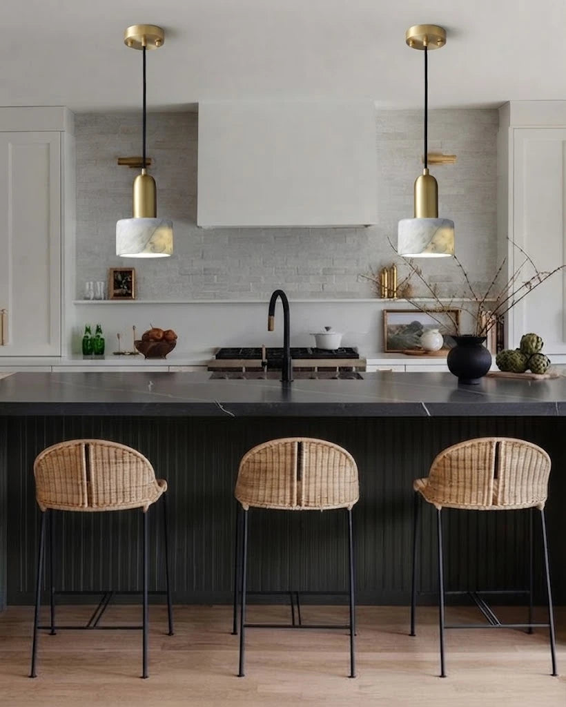 Modern Alabaster Art Glass Pendant Light in Modern Kitchen Setting