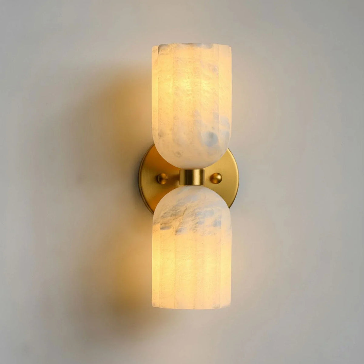Dual Alabaster Pillar Wall Sconce