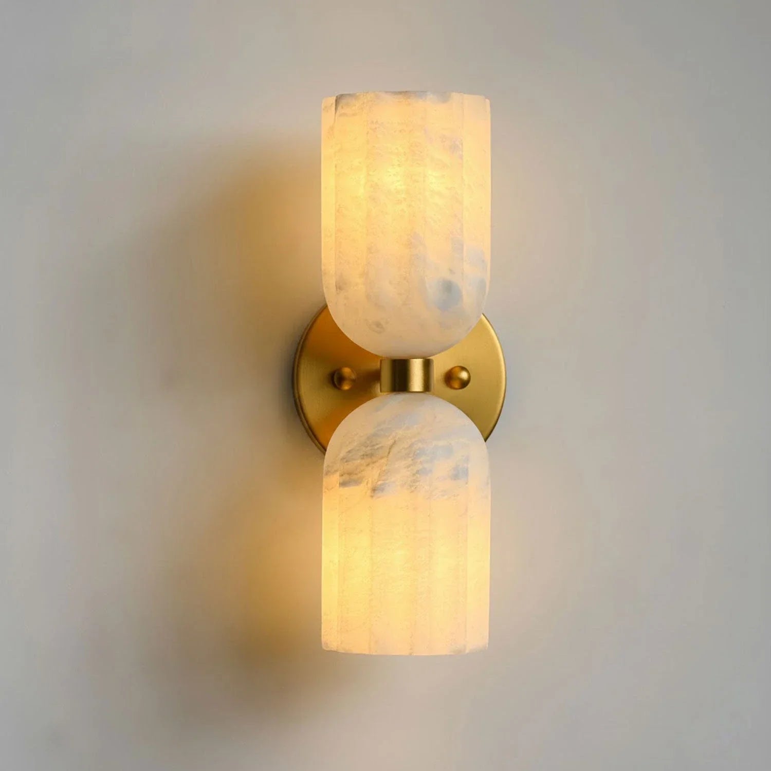 Dual Alabaster Pillar Wall Sconce