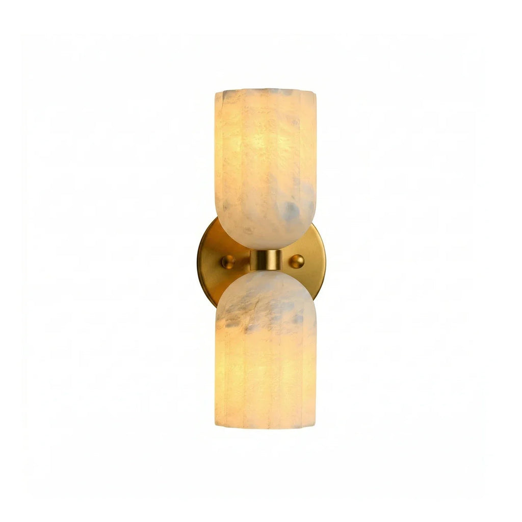 Dual Alabaster Pillar Wall Sconce