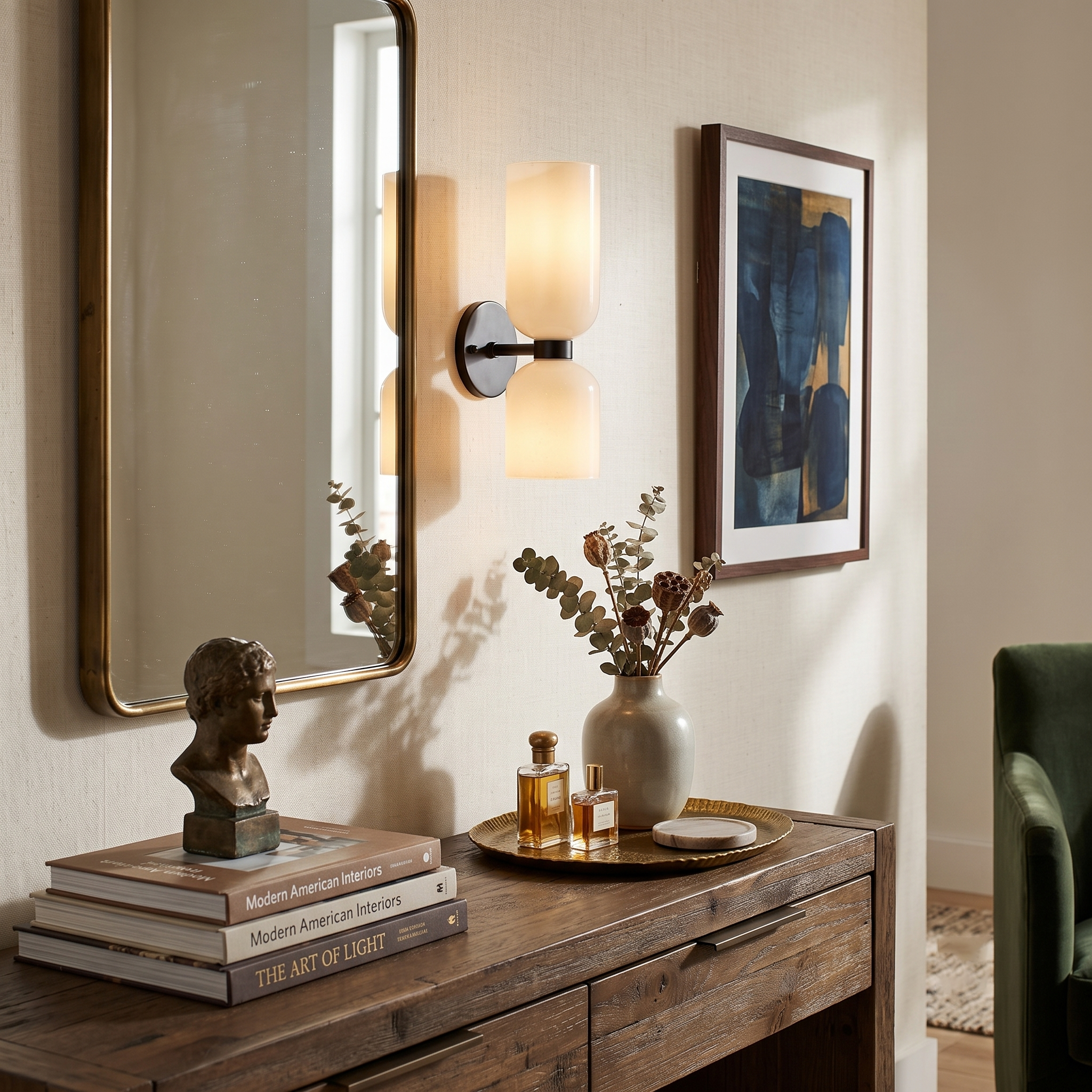 Dual Cylinder Glass Wall Sconce