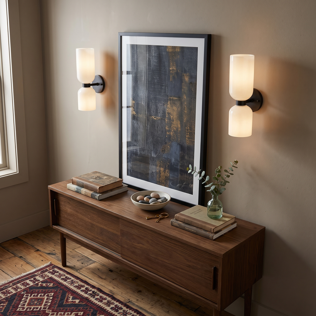 Dual Cylinder Glass Wall Sconce