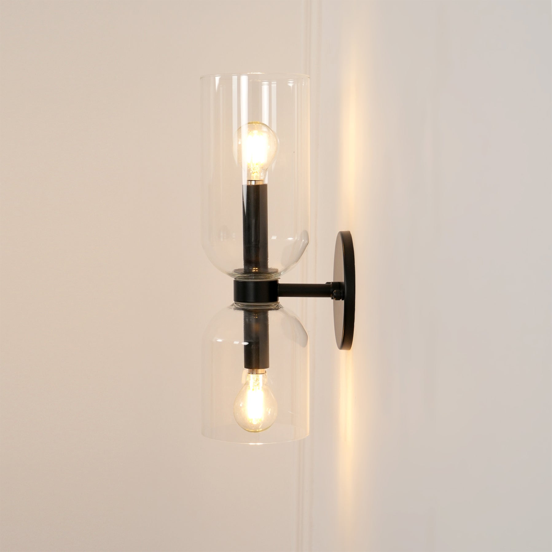 Dual Cylinder Glass Wall Sconce