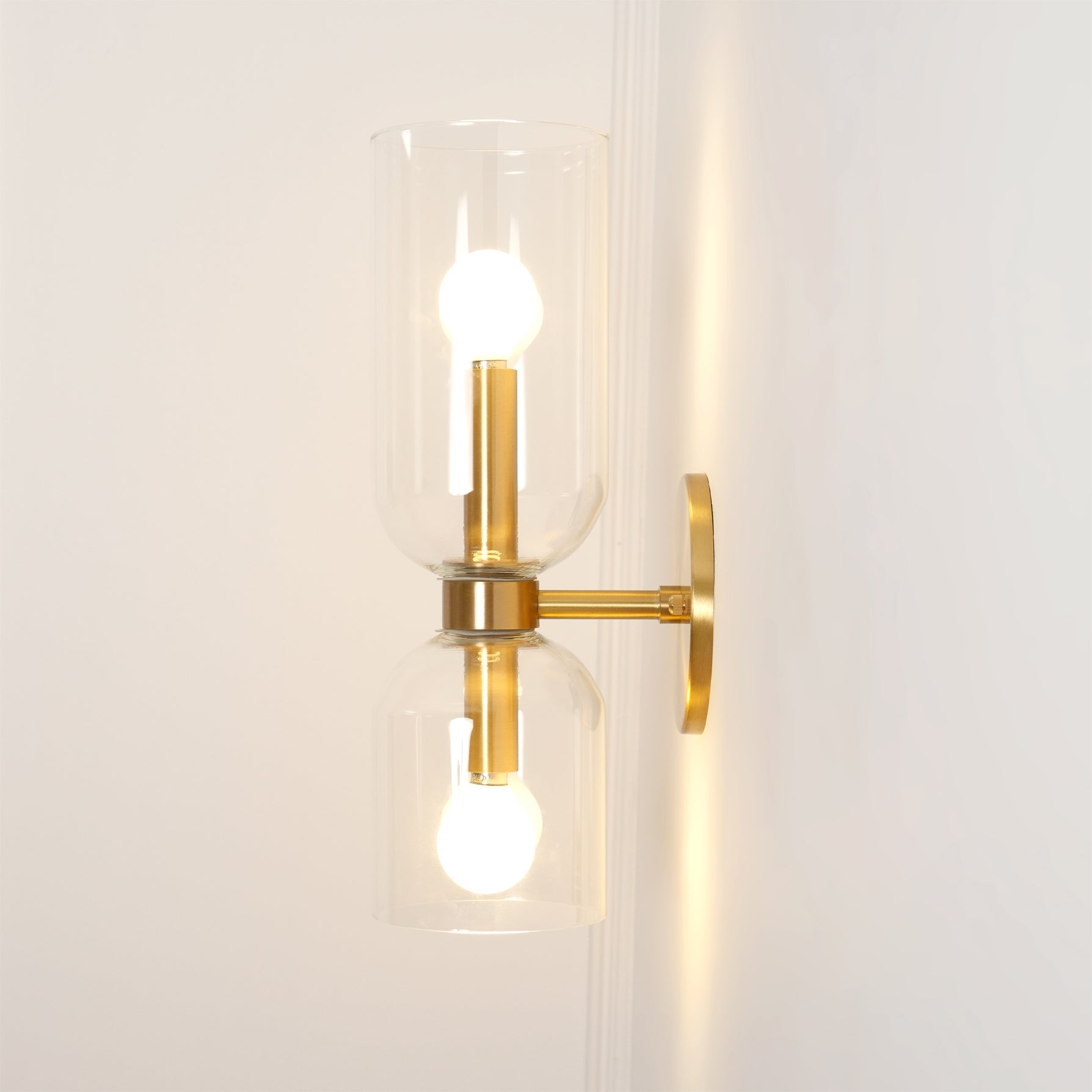 Dual Cylinder Glass Wall Sconce
