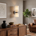 Dual Cylinder Glass Wall Sconce