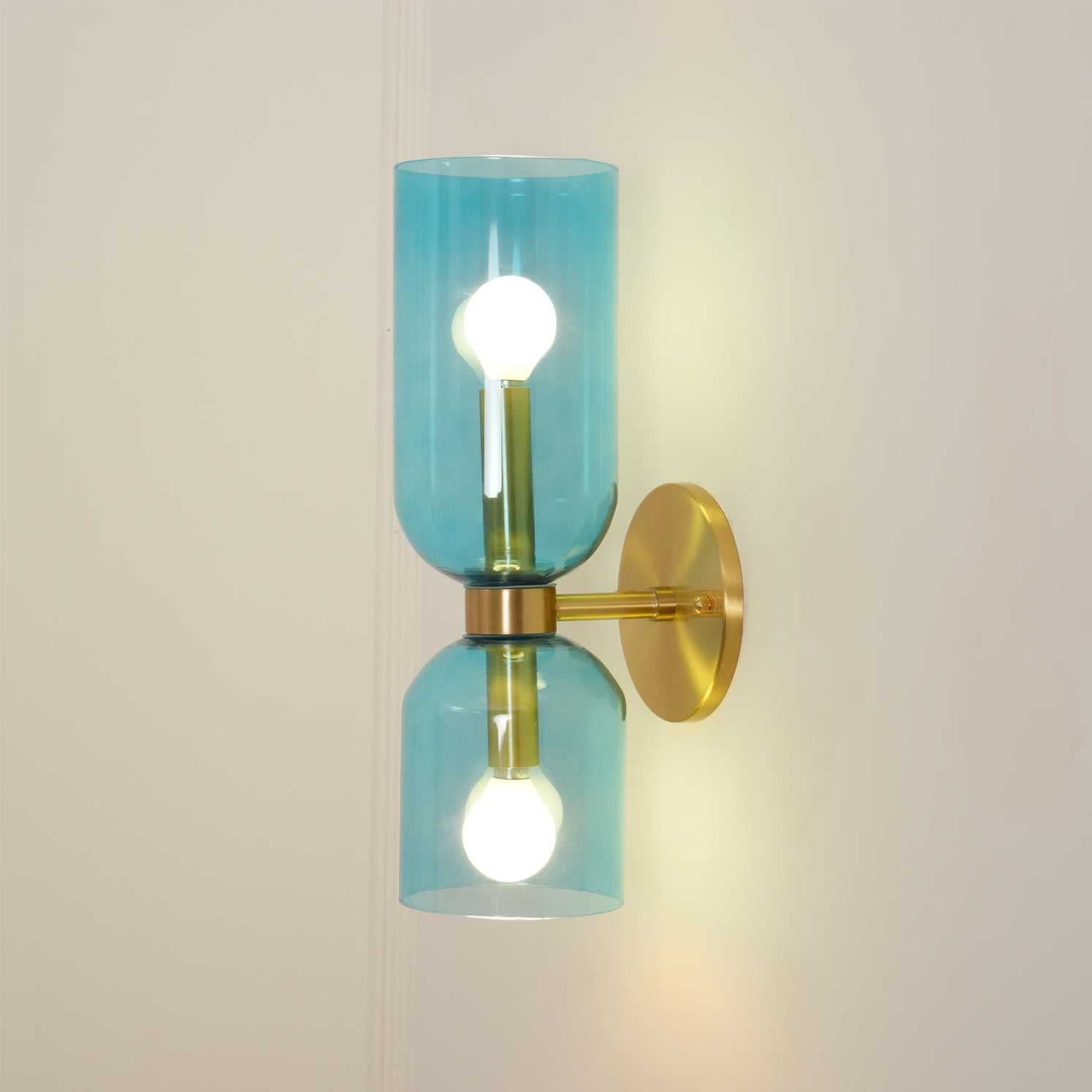 Dual Cylinder Glass Wall Sconce