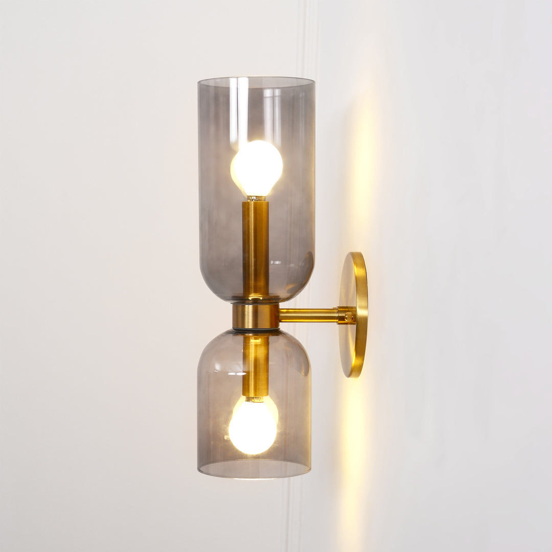 Dual Cylinder Glass Wall Sconce