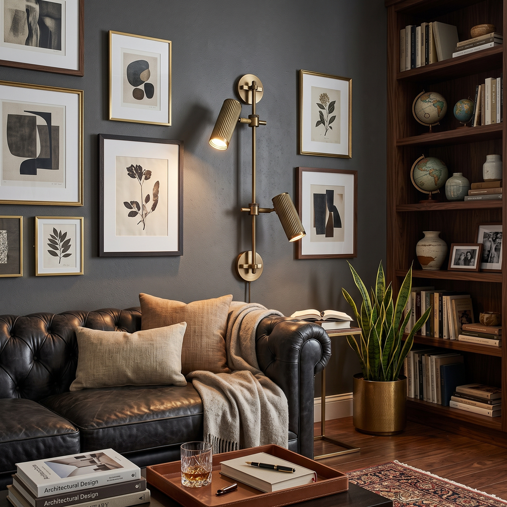 Dual Head Brass Spot Sconce
