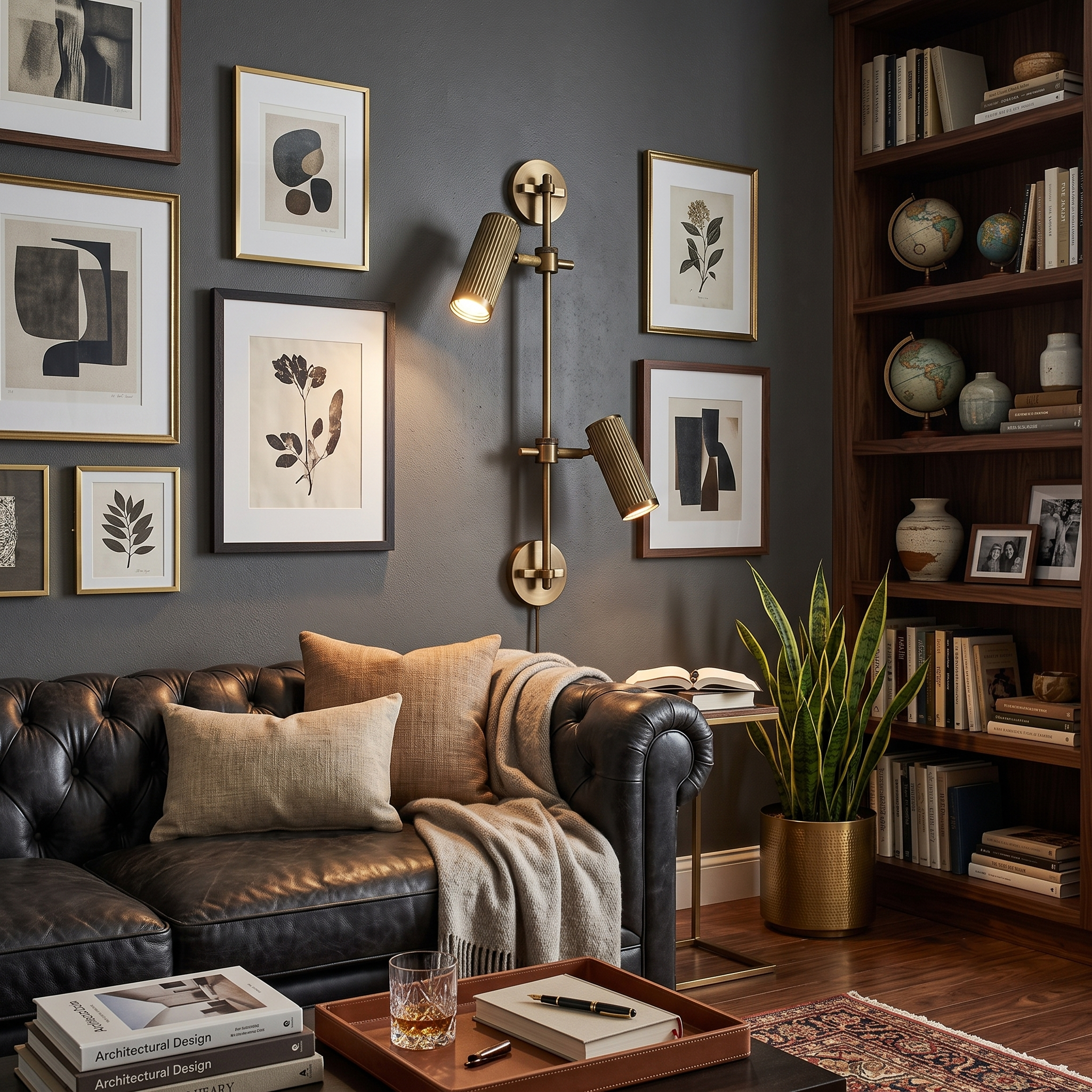 Dual Head Brass Spot Sconce