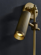 Close Up View of Fluted Brass Cylinder Spotlight Shade