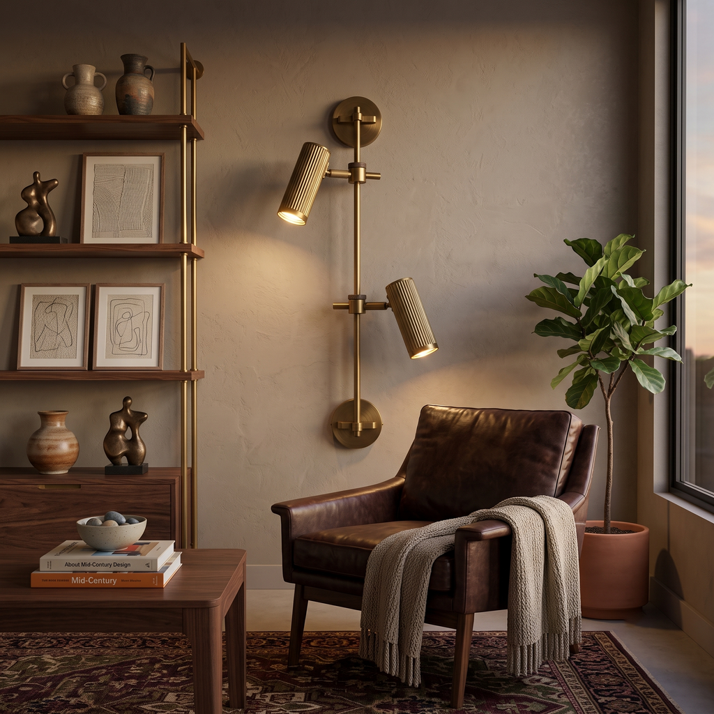 Dual Head Brass Spot Sconce