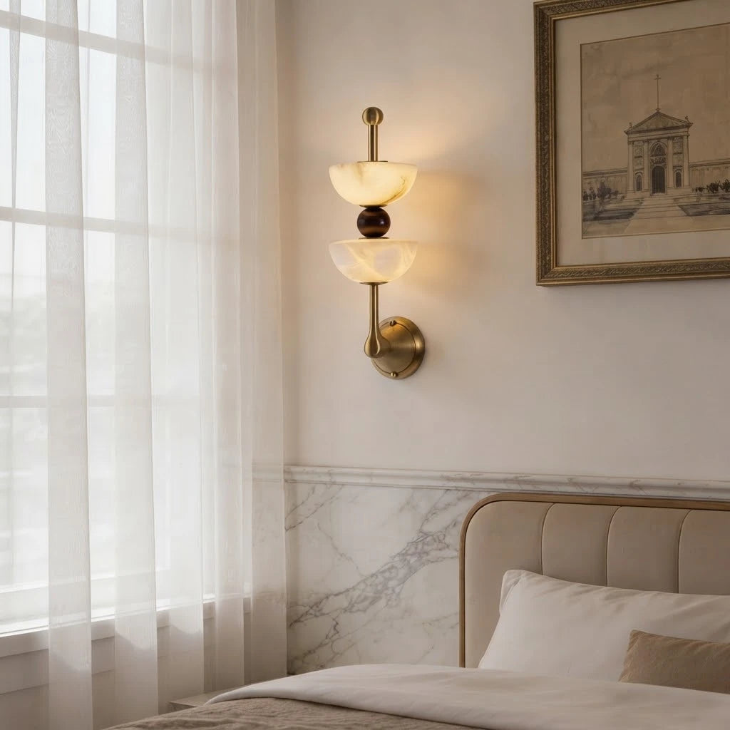 Modern Art Glass Wall Sconce in Contemporary Bedroom