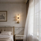 Modern Dual Alabaster Bowl Wall Sconce in Bedroom Interior